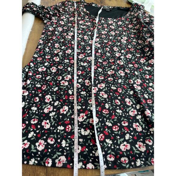 J.Jill Wearever Collection M Black/Pink Floral Print 3/4 Sleeves Lining Blouse - Picture 5 of 8
